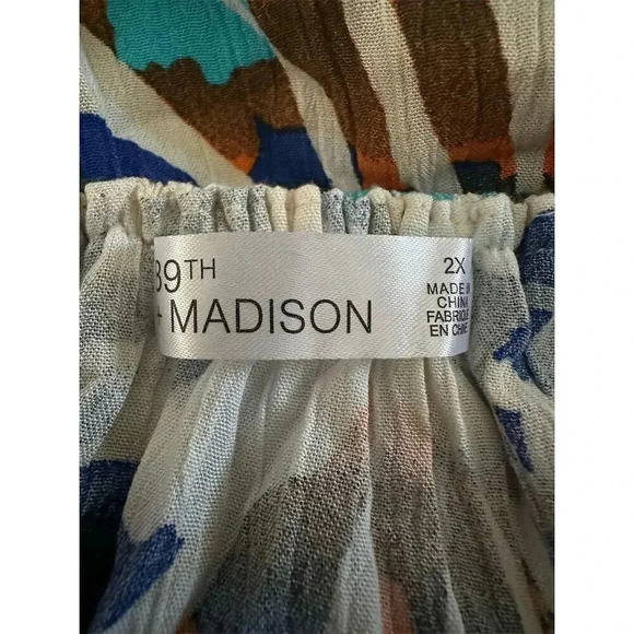 89th + Madison Women's 2X Tropical Print Off The Shoulder Dress Multicolor #003 - Picture 3 of 6